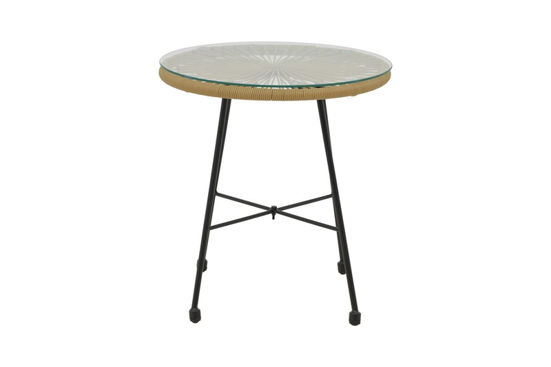 mobilier de gradina Masa Acapulco negru din metal cu ratan Natural 50x50x50 cm