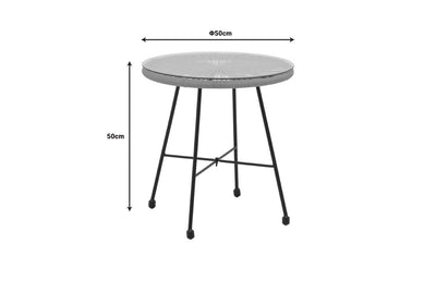 Masa Acapulco negru din metal cu ratan, Natural, 50x50x50 cm, imagine suplimentara
