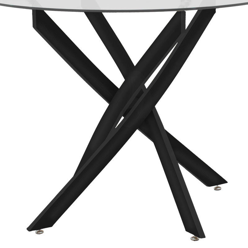 Masa Antoro din sticla, crom, D80x75 cm - Negru