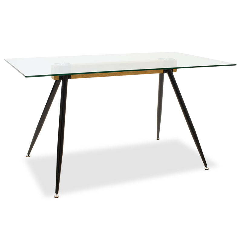 Masa Astrid, Negru - Natural - Transparent, 140x80x75 cm