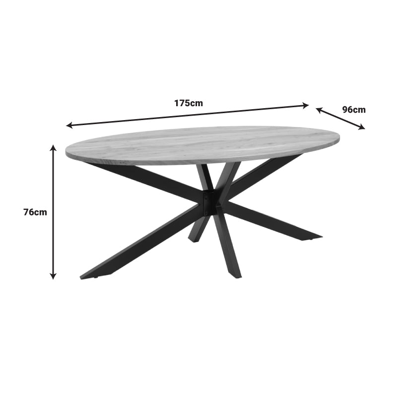 Masa Bonre din lemn masiv de acacia, Natural, 175x96x76 cm