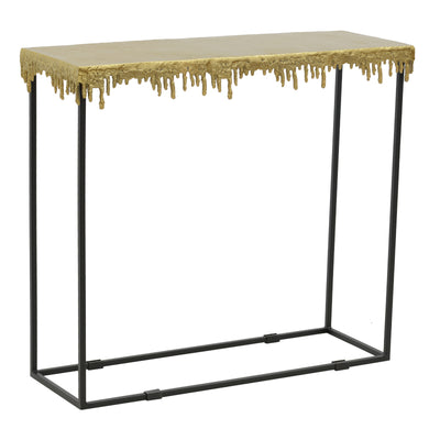 Masa Consolă Bulco metal auriu-negru 80x28x72 cm