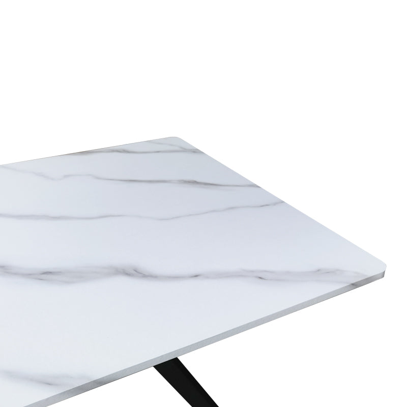 Masa cu aspect de marmura, Ezali, și metal, Alb/Negru, 140x80x75 cm