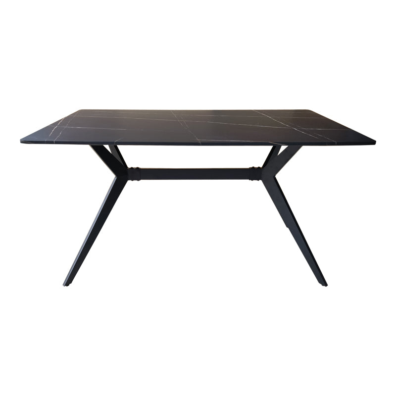 Masa, cu aspect de marmura neagra și picioare de metal, Ezali, & metal, Negru, 140x80x75 cm