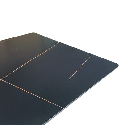 Masa cu finisaj de marmura neagra, metal, 180x90x75 cm, perspectiva suplimentara