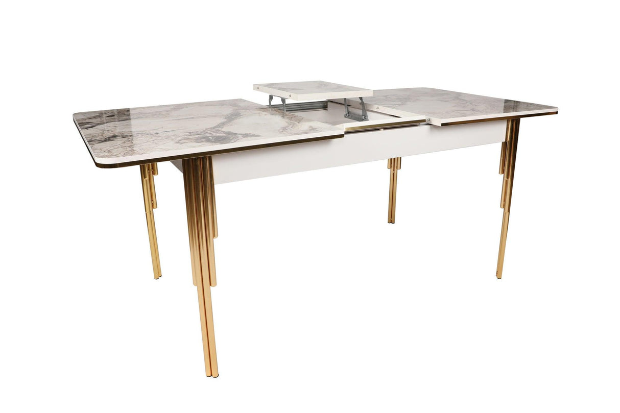 Masă Damla 1102, Aur, 146x79x90 cm