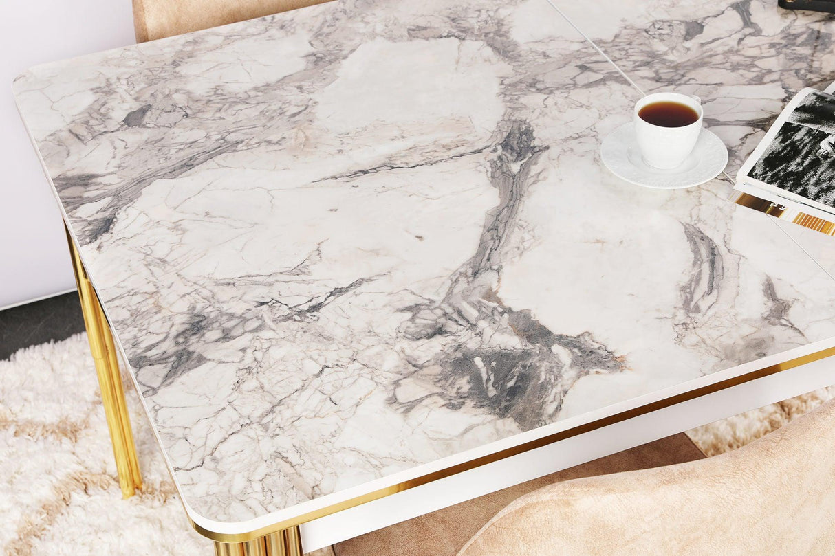 Masă Damla 1102, Aur, 146x79x90 cm