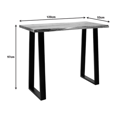 Masa de bar Miles Boho, Lemn masiv, Grosime 3 cm, Natural, 120x53x97 cm, foto produs 6