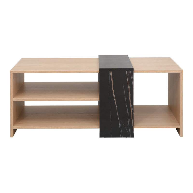 Masa de cafea Cozeto, Pal melaminat, 100x53x42 cm - Natural-Negru-Auriu