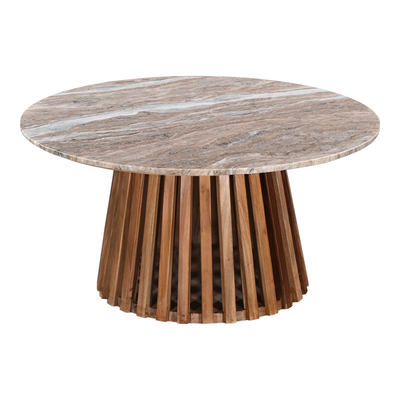 Masa de cafea Mable, Lemn masiv de acacia, D100x45 cm - Natur-Marmura