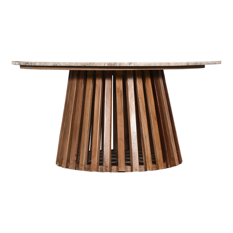Masa de cafea Mable, Lemn masiv de acacia, D100x45 cm - Natur-Marmura
