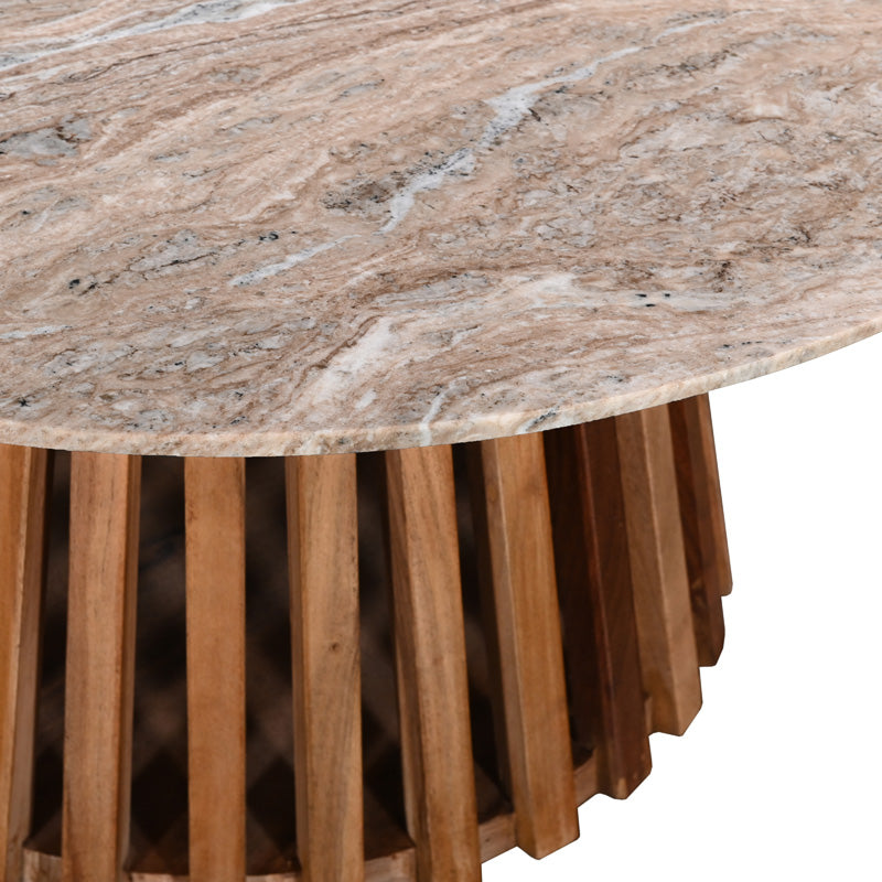 Masa de cafea Mable, Lemn masiv de acacia, D100x45 cm - Natur-Marmura