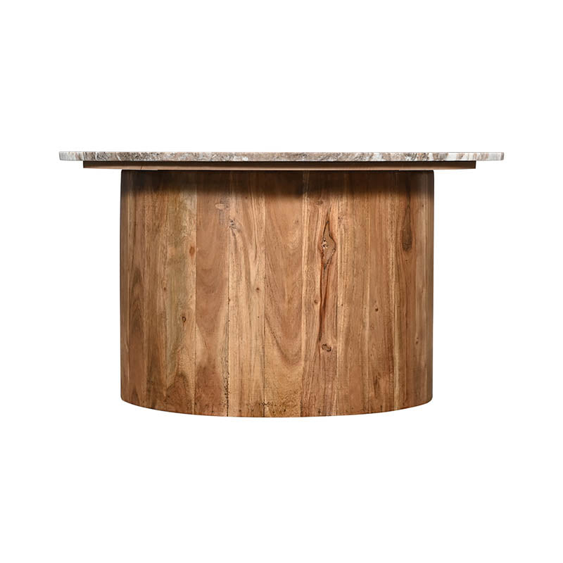 Masa de cafea cu blat de marmura Sergy, Lemn de Acacia Solid, Natur, 70x35 cm