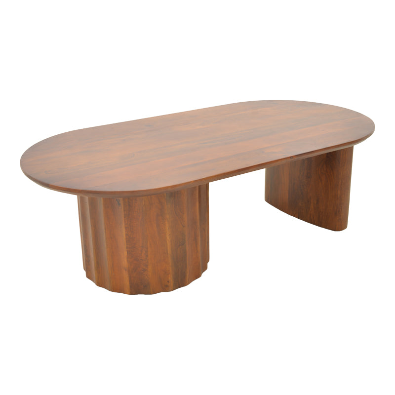 Masa de cafea Flute, Lemn de mango, 130x65x40 cm - Nuc