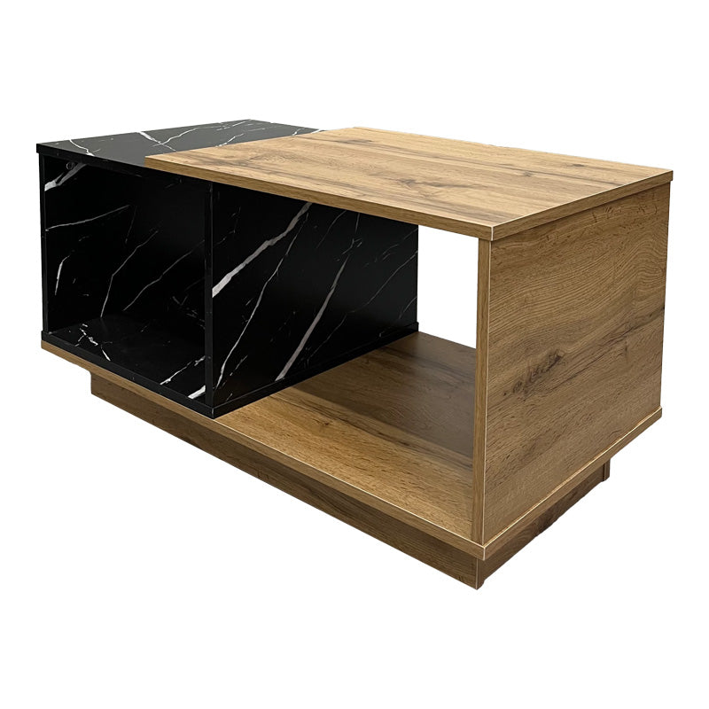 Masa de cafea eleganta Fetix, marmura neagra, lemn, 90x45x45 cm