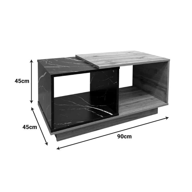 Masa de cafea eleganta Fetix, marmura neagra, lemn, 90x45x45 cm