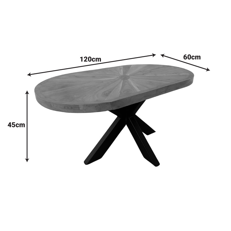Masa de cafea, Fardy, lemn masiv de acacia, Negru, 120x60x45 cm