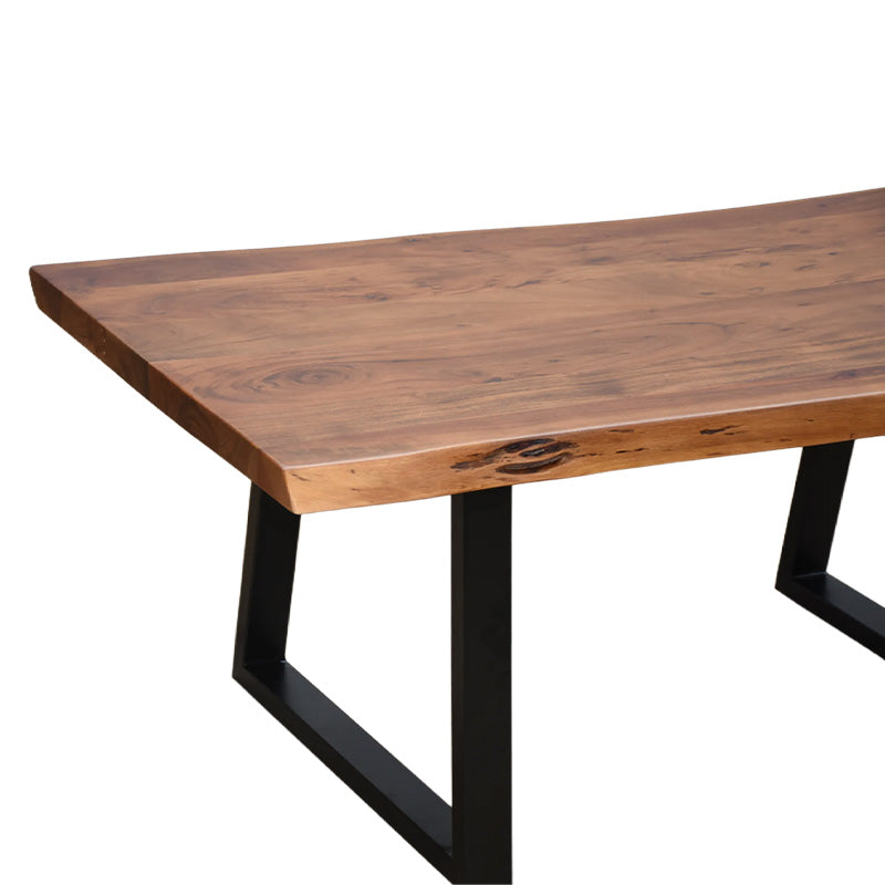 Masă de cafea Miles, Lemn masiv de acacia, Picioare metal, negru, 115x60x45 cm