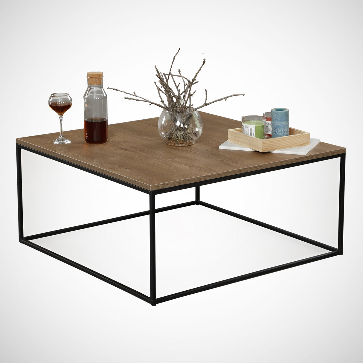 Masă de cafea Poli Comforty, stejar - nuc, 75x75x43 cm - Caucasian Oak