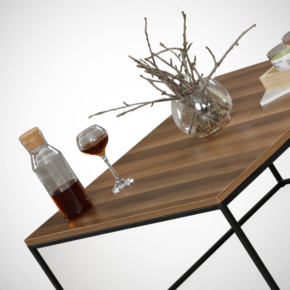 Masă de cafea Poli Comforty, stejar - nuc, 75x75x43 cm - Walnut