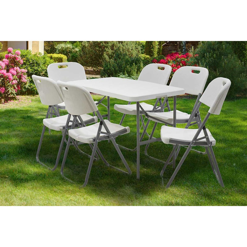 Masa de camping pliabila comerciala Rodeo cu rama metalica, Alb, 122x60x74 cm, imagine suplimentara