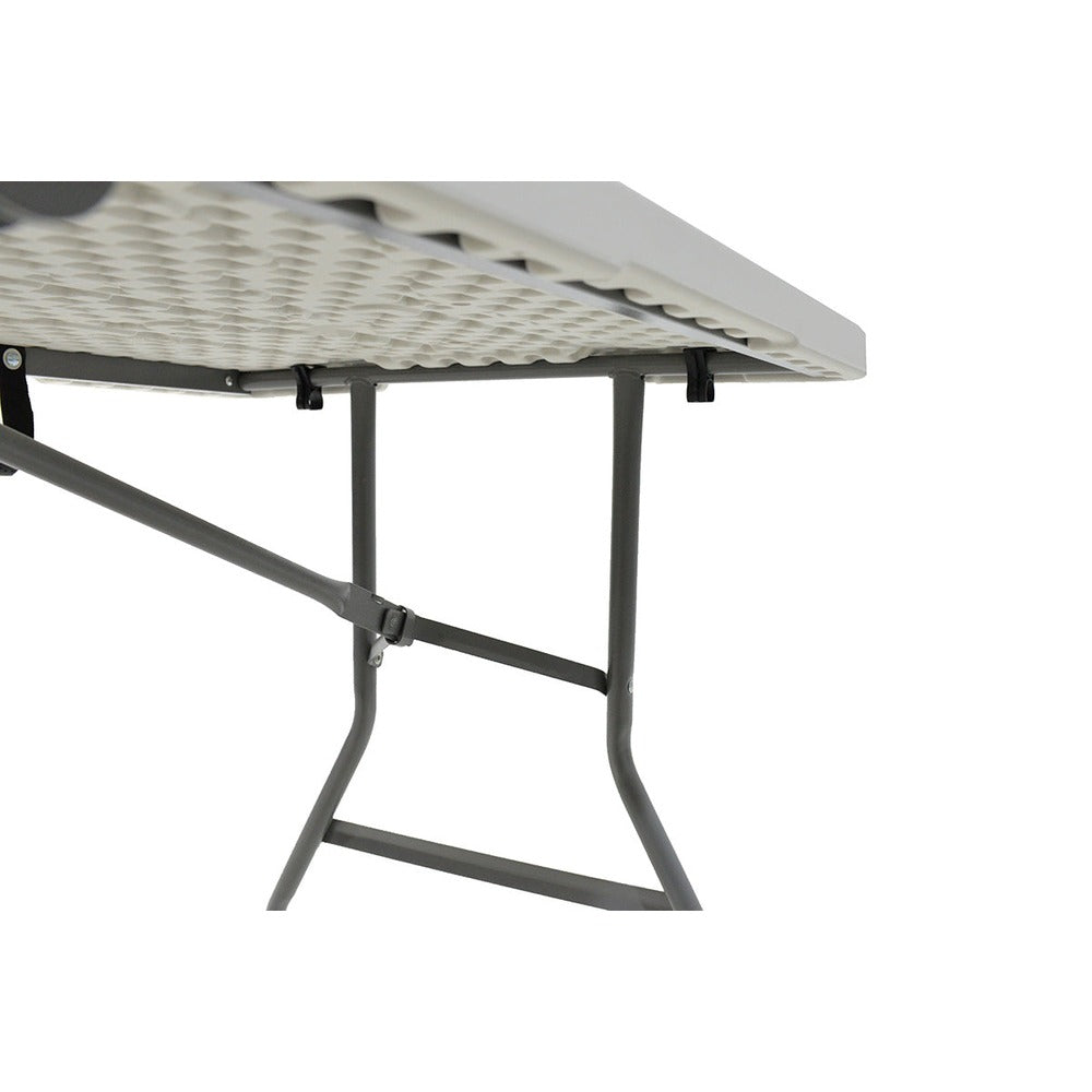 Masa de camping pliabila comerciala Rodeo rama metalica, Alb, 152x60x74 cm