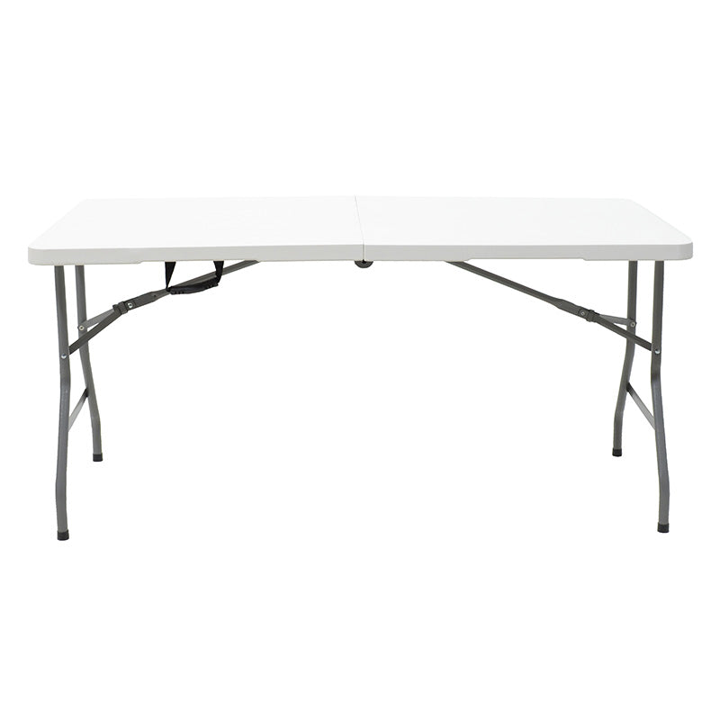 Masa de camping pliabila profesionala Rodeo cadru metalic, alba, 240x76x74 cm