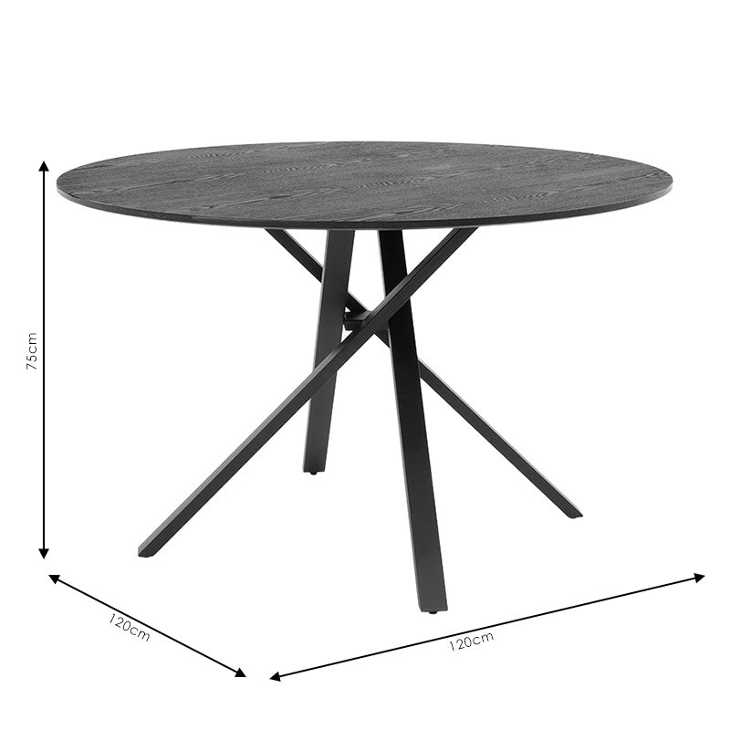 Masa de cina Cerco, negru, D120x75 cm - Negru