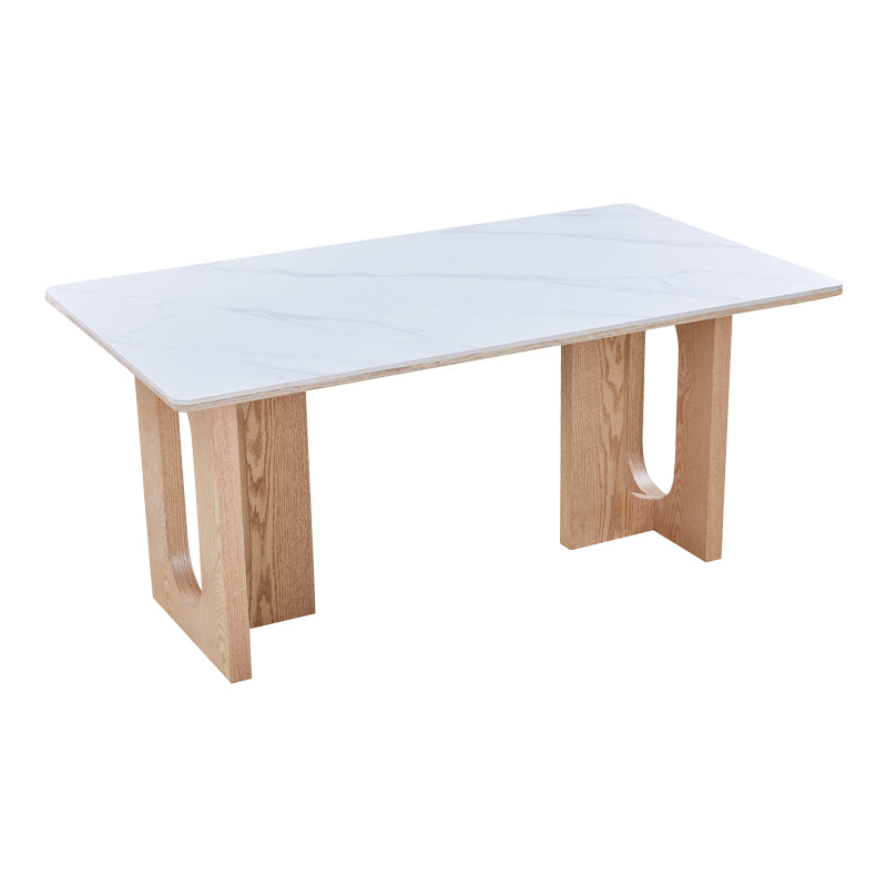 Masă de dining Benqui, Piatră sinterizată, Alb marmură, 160x90x75 cm, detaliu produs
