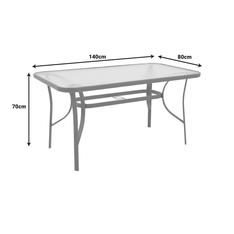 Masa de dining cu blat din sticla, Ensure-Calan, metal și sticla, Multicolor, 140x80x70 cm, foto produs 9
