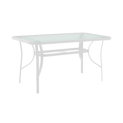 Masa de dining cu scaune set 5 piese Obbi-Ensure, metal-Sticla, Alb, 120x70x70 cm, foto produs