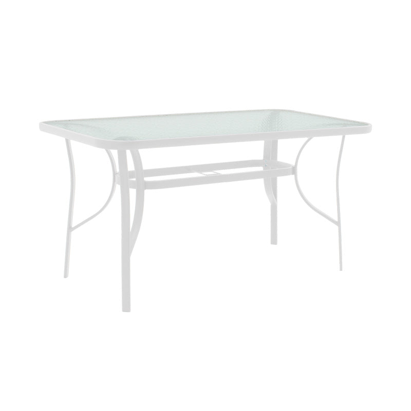 Masa de dining cu scaune set 5 piese Obbi-Ensure, metal-Sticla, Alb, 120x70x70 cm, foto produs