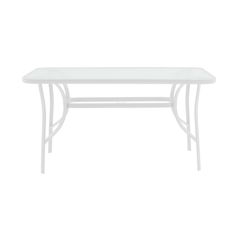 Masa de dining cu scaune set 5 piese Obbi-Ensure, metal-Sticla, Alb, 120x70x70 cm, foto produs 6