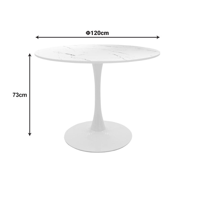 Masa de dining cu set de 5 piese Balou-Parker, și metal, Alb-Bej, 120x73 cm