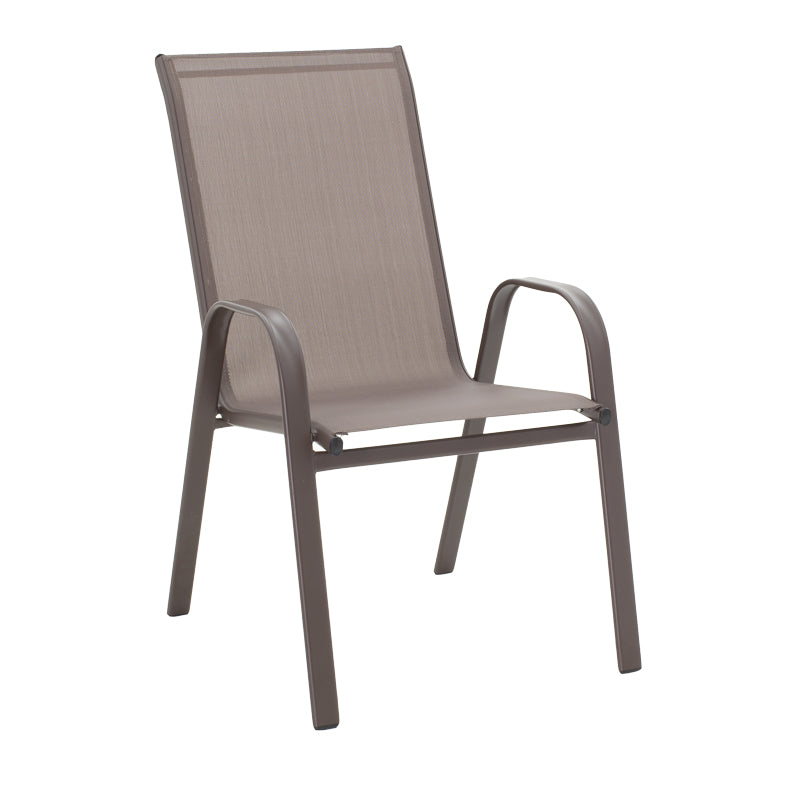 Masa de dining Ensure-Calan set 5 piese metal-textilene, maro, 120x70x70 cm, imagine suplimentara