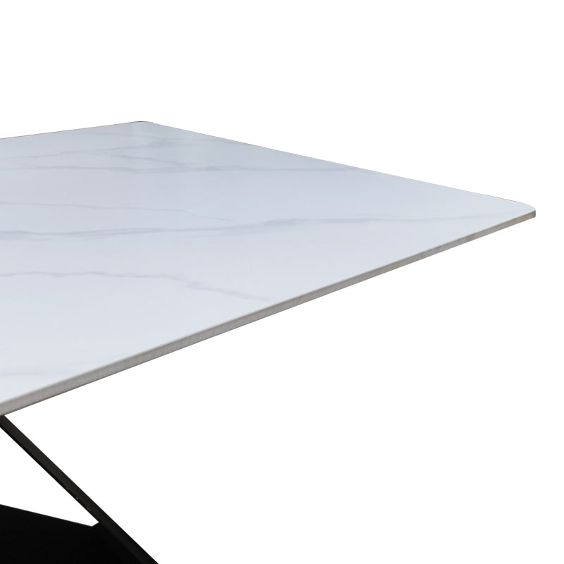 Masa de dining, marmura alba, piatra sinterizata, 180x90x75 cm