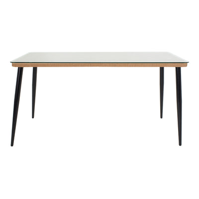 Masa de dining Naoki-Tanish set de 7 piese metal negru-pe sticla, Natural, 160x90x78 cm, foto produs 6