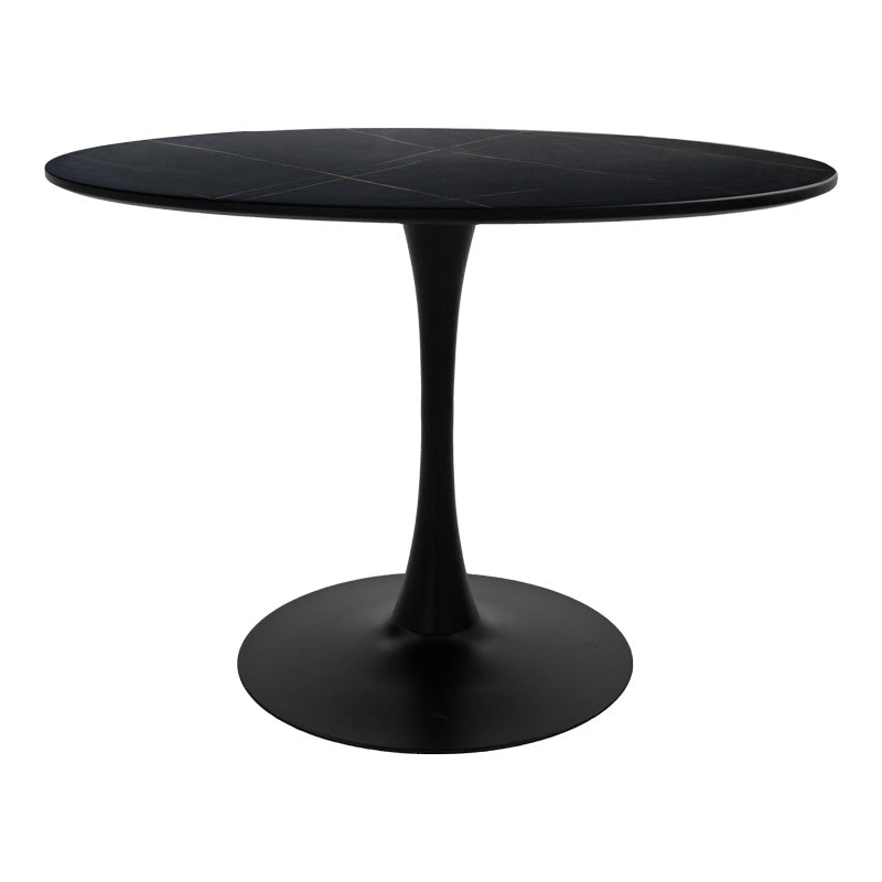 Masa de dining set 5 piese Balou-Parker, Negru-Maro, Lemn și metal, 120x73 cm