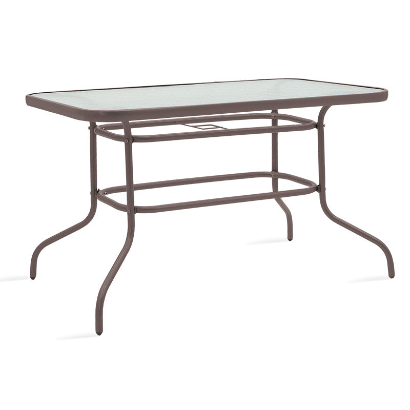 Masa de dining Valor-Calan, set 7 piese, metal-textilen, maro, 140x80x70 cm, imagine suplimentara