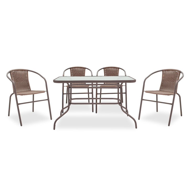 mobilier de gradina Masa de dining Valor-Obbi set 7 bucati metal-pe Maro 0x0 cm