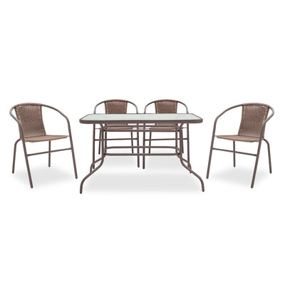 mobilier de gradina Masa de dining Valor-Obbi set 7 bucati metal-pe Maro 0x0 cm