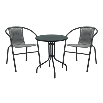 mobilier de gradina Masa de dining Vergo-Obbi din metal negru D60x70 cm