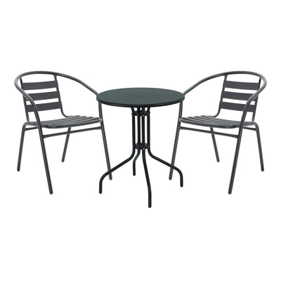 mobilier de gradina Masa de dining Vergo-Tade metalica neagra D60x70 cm