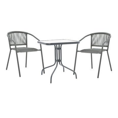 mobilier de gradina Masa de dining Watson-Lindaria, metal antracit-sticla, 70x70x70 cm
