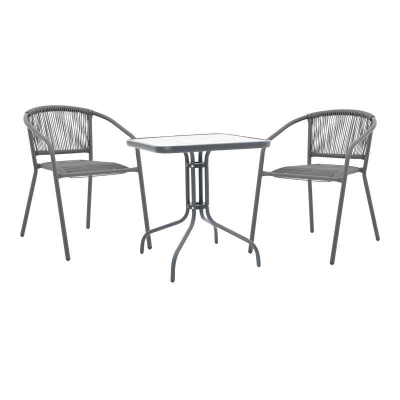 mobilier de gradina Masa de dining Watson-Lindaria, metal antracit-sticla, 70x70x70 cm