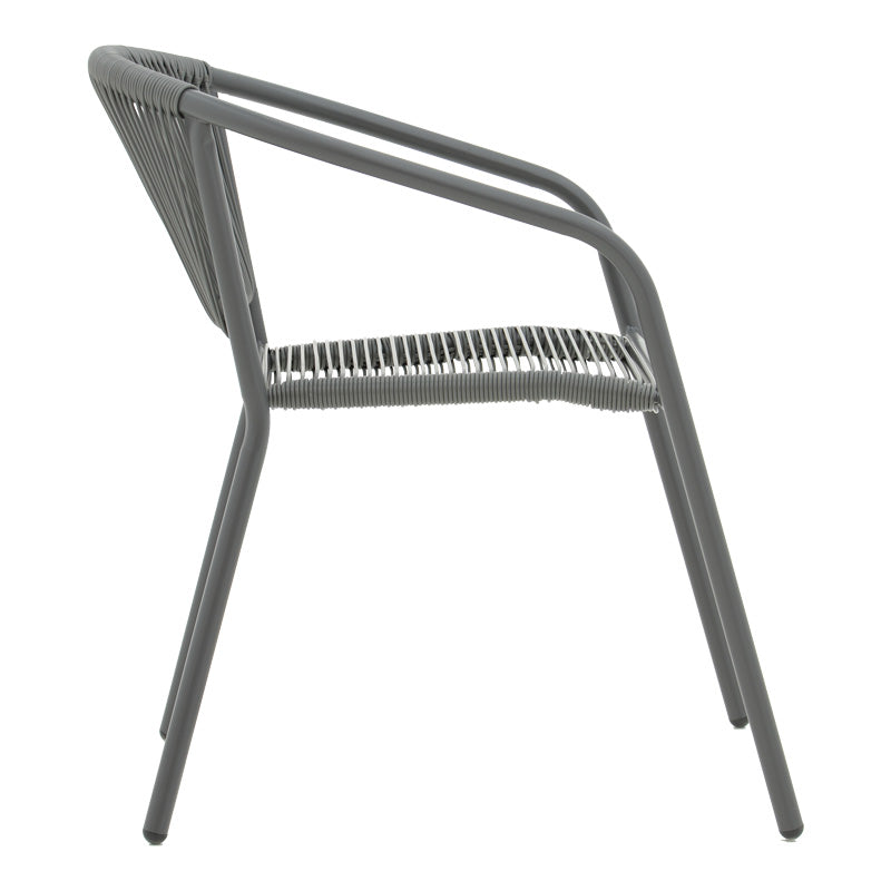 Masa de dining Watson-Lindaria set de 3 piese metal-antrenit sticla, Antracit, D60x70 cm, perspectiva suplimentara