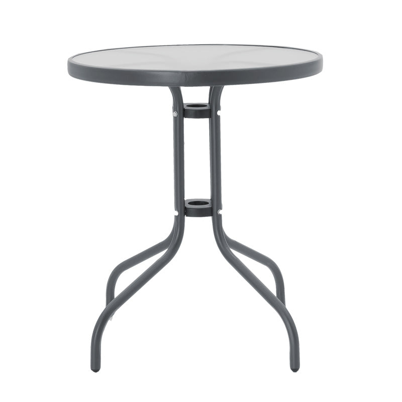 Masa de dining Watson-Lindaria set de 3 piese metal-antrenit sticla, Antracit, D60x70 cm, foto produs 6