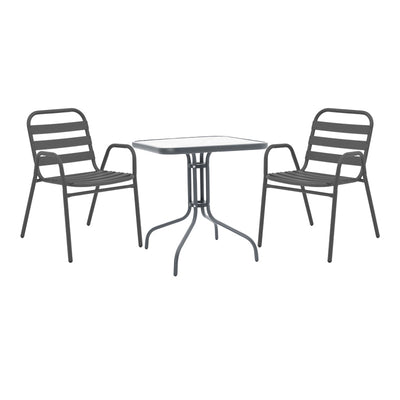 mobilier de gradina Masa de dining Watson-Sussie din metal-geam antracit 70x70x70 cm