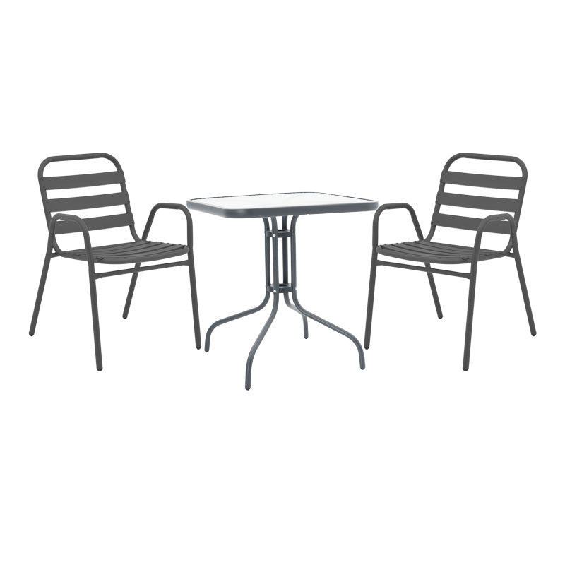mobilier de gradina Masa de dining Watson-Sussie din metal-geam antracit 70x70x70 cm