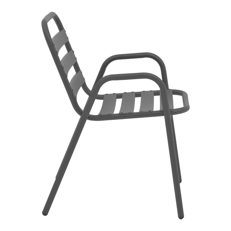 Masa de dining Watson-Sussie din metal-geam, antracit, 70x70x70 cm, perspectiva suplimentara